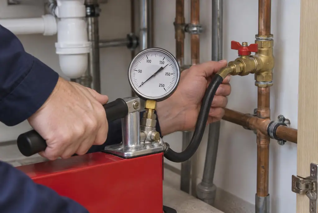 Lekdetectie Zaandam – druktest op een waterleiding met een manometer