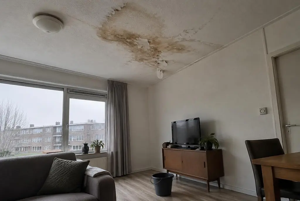 Lekdetectie Zaandam – vochtplek op het plafond onder een badkamer